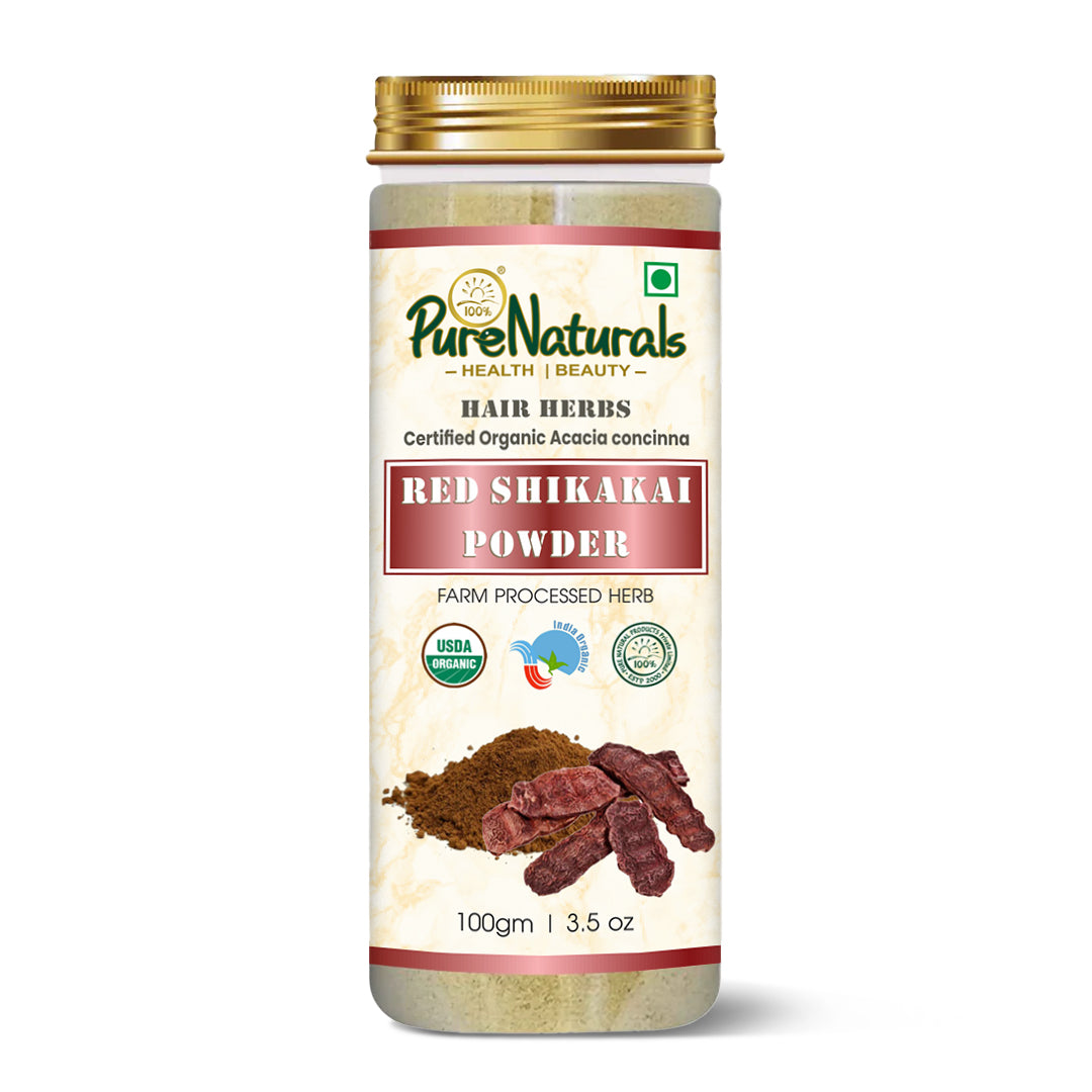 100% Organic Red Shikakai Powder for Hair & Skin - 100 Gm