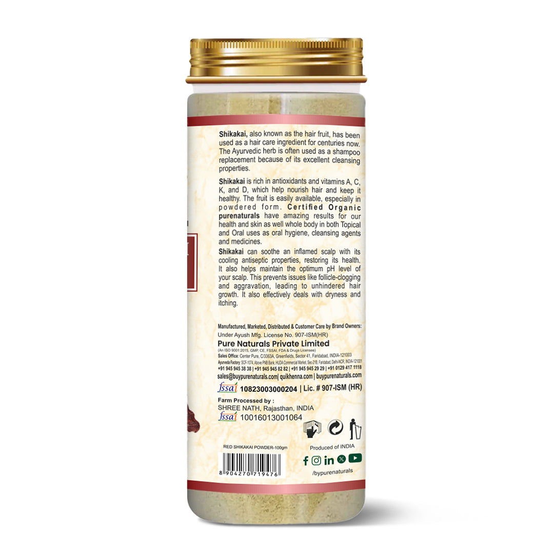 100% Organic Red Shikakai Powder for Hair & Skin - 100 Gm