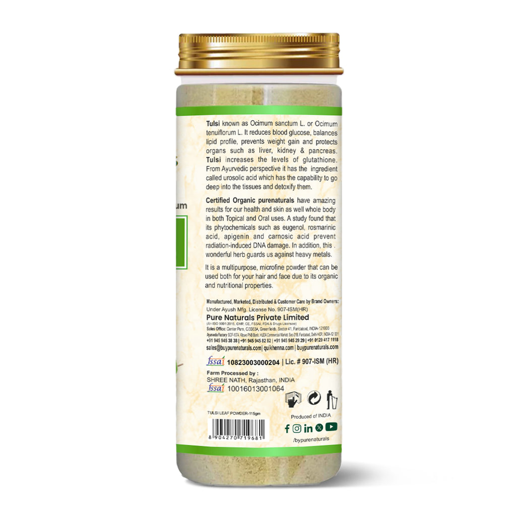 100% Organic Tulsi Powder - 115 Gm