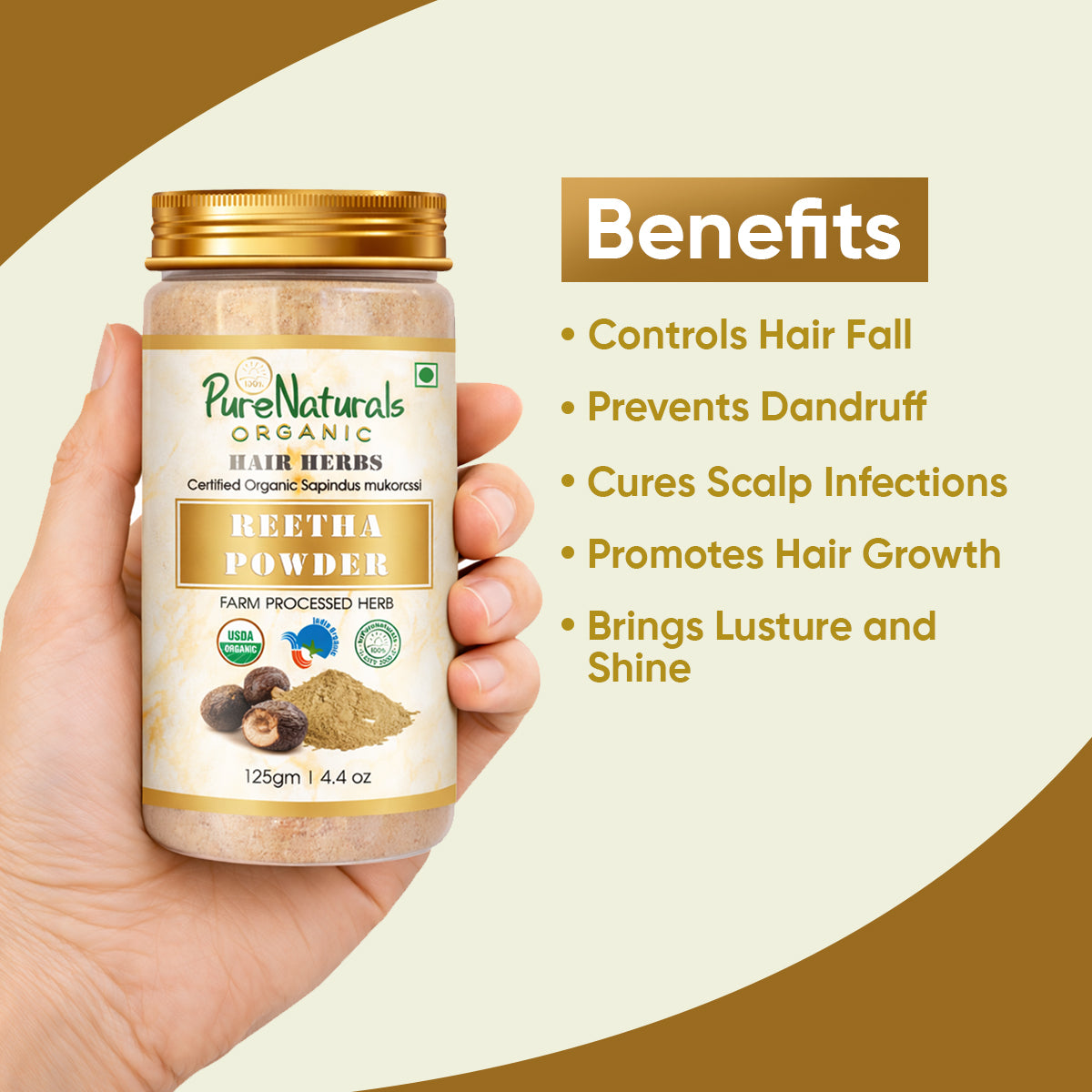 100% Organic Reetha Powder for Skin & Hair - 125 Gm
