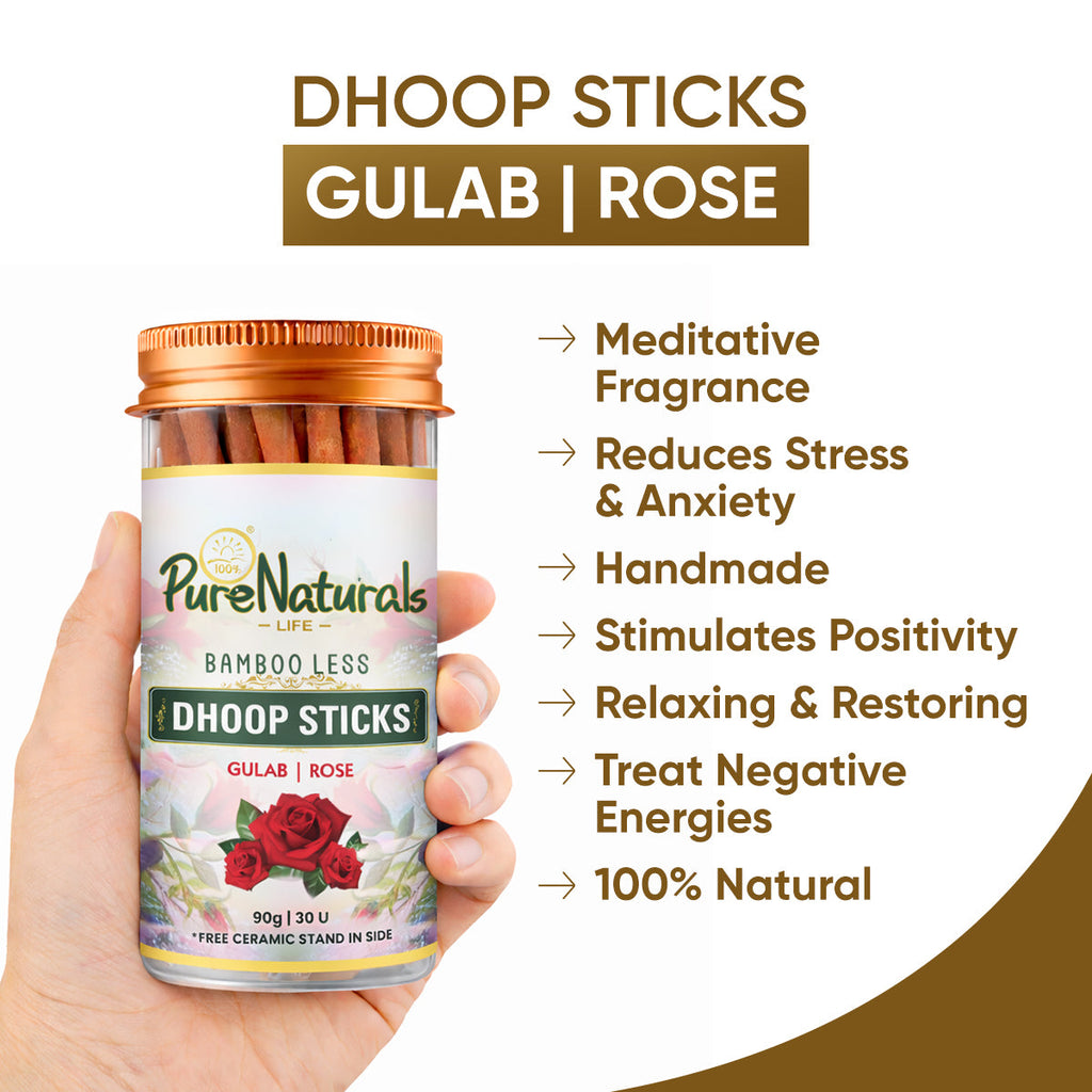 Bamboo Less Incense Rose Dhoop Sticks- 30 Sticks Pack