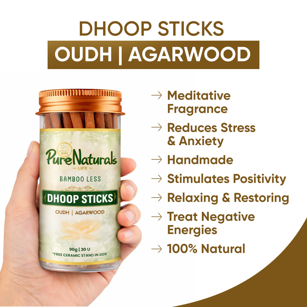 Bamboo Less Incense Agarwoud Oudh Dhoop Sticks- 30 Sticks Pack