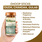 Bamboo Less Incense Dhoop Sticks (Sandalwood, Agarwood & Rose)- 30 Sticks Pack