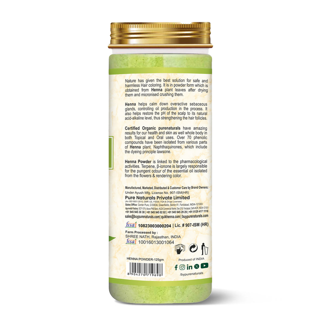 100% Organic Henna Powder for Hair - 125 Gm