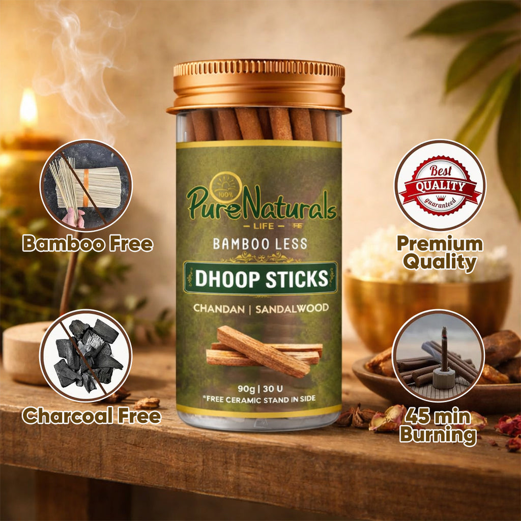 Bamboo Less Incense Sandalwood Dhoop Sticks- 30 Sticks Pack