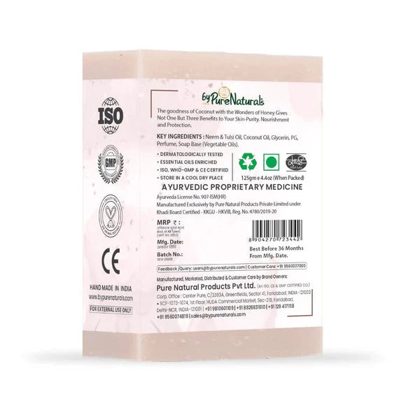 LS & Paraben Free Coconut Milk & Honey Soap- 125gm  Biopharma, Healing Food to Live Healthy Life - by MFarmacy.com