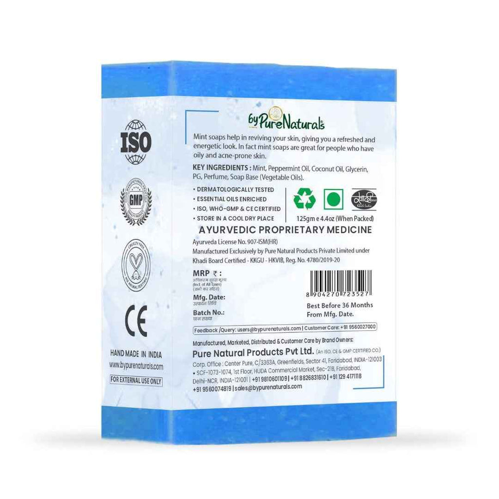 byPureNaturals SLS & Paraben Free Mint Soap- 125gm