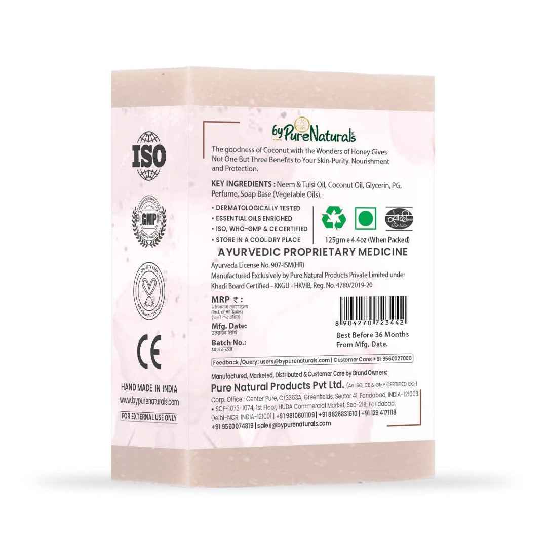 byPureNaturals SLS & Paraben Free Coconut Milk & Honey Soap- 125gm