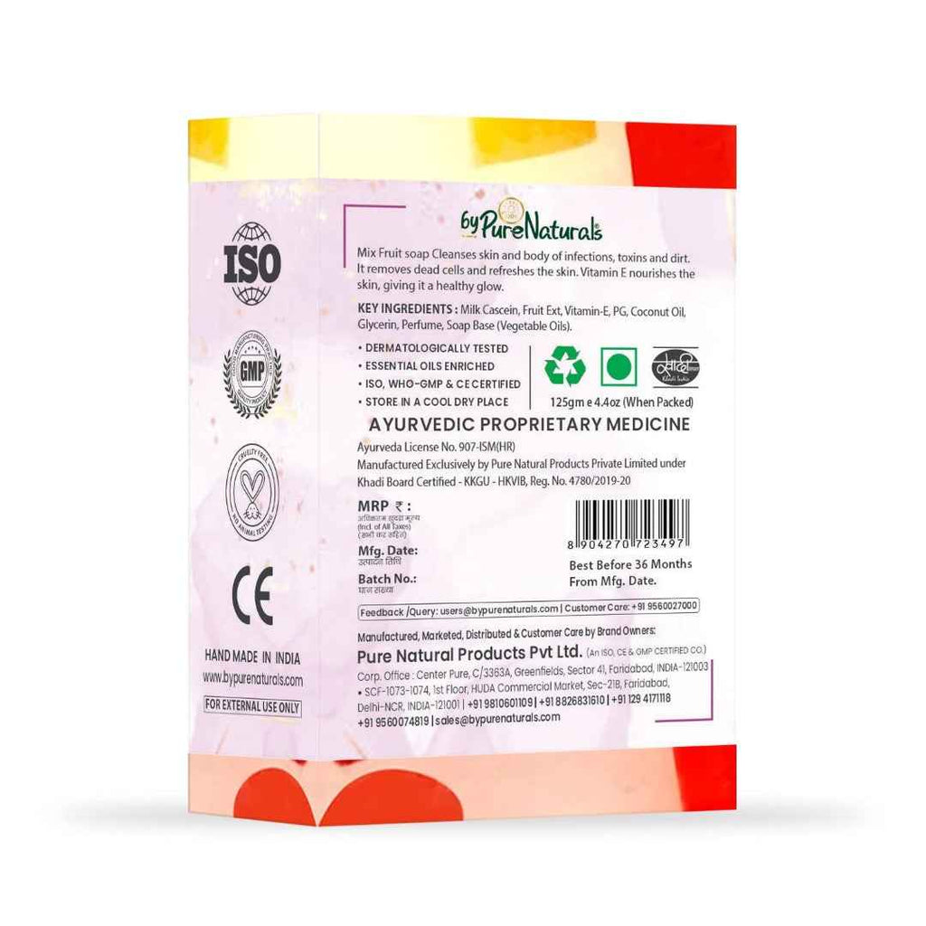 byPureNaturals SLS & Paraben Free Mix Fruit Soap- 125gm