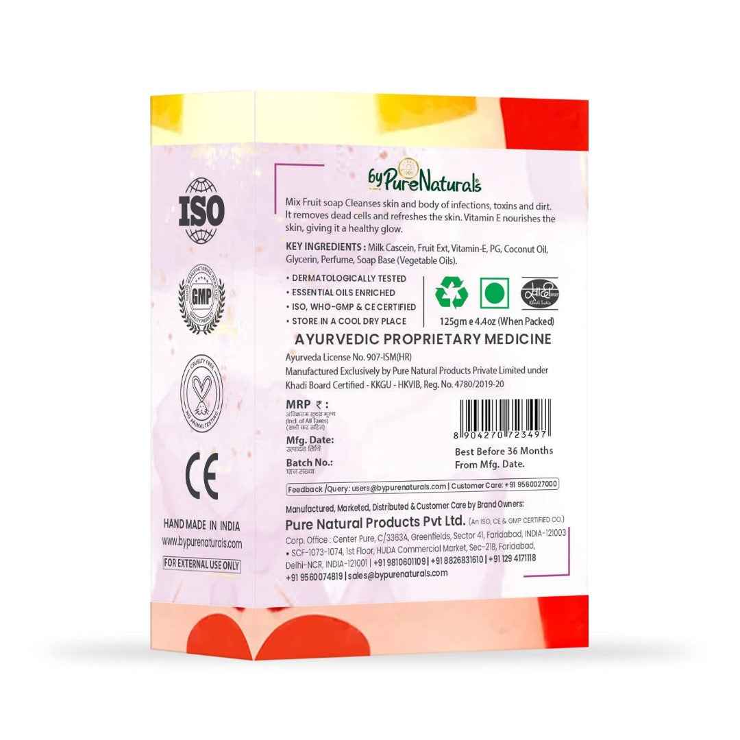 byPureNaturals SLS & Paraben Free Mix Fruit Soap- 125gm
