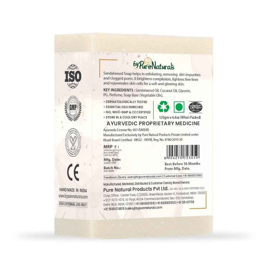 byPureNaturals SLS & Paraben Free Sandalwood Soap- 125gm