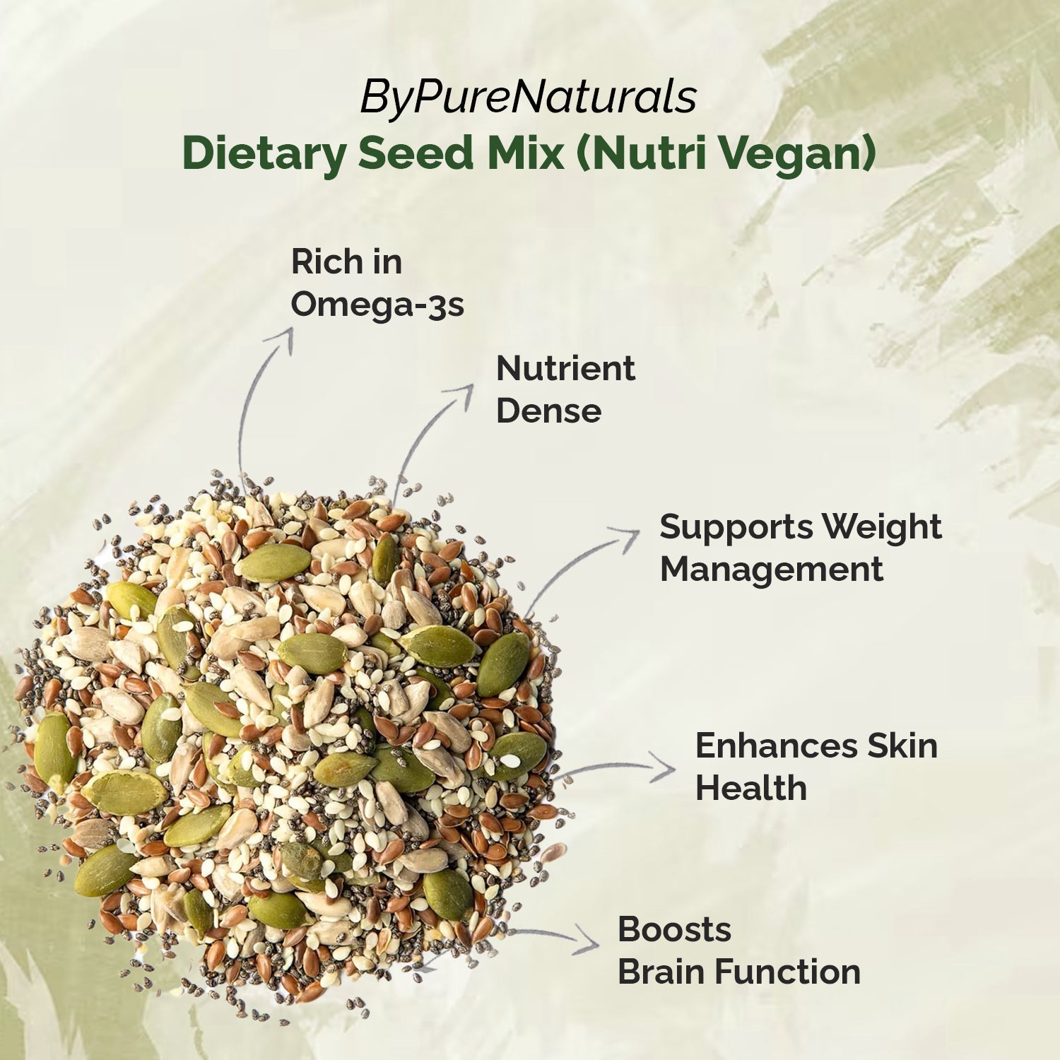 byPureNaturals Nutri Vegan Gluten Free Dietary Seed Mix- 500 Gm - BuyPureNaturals