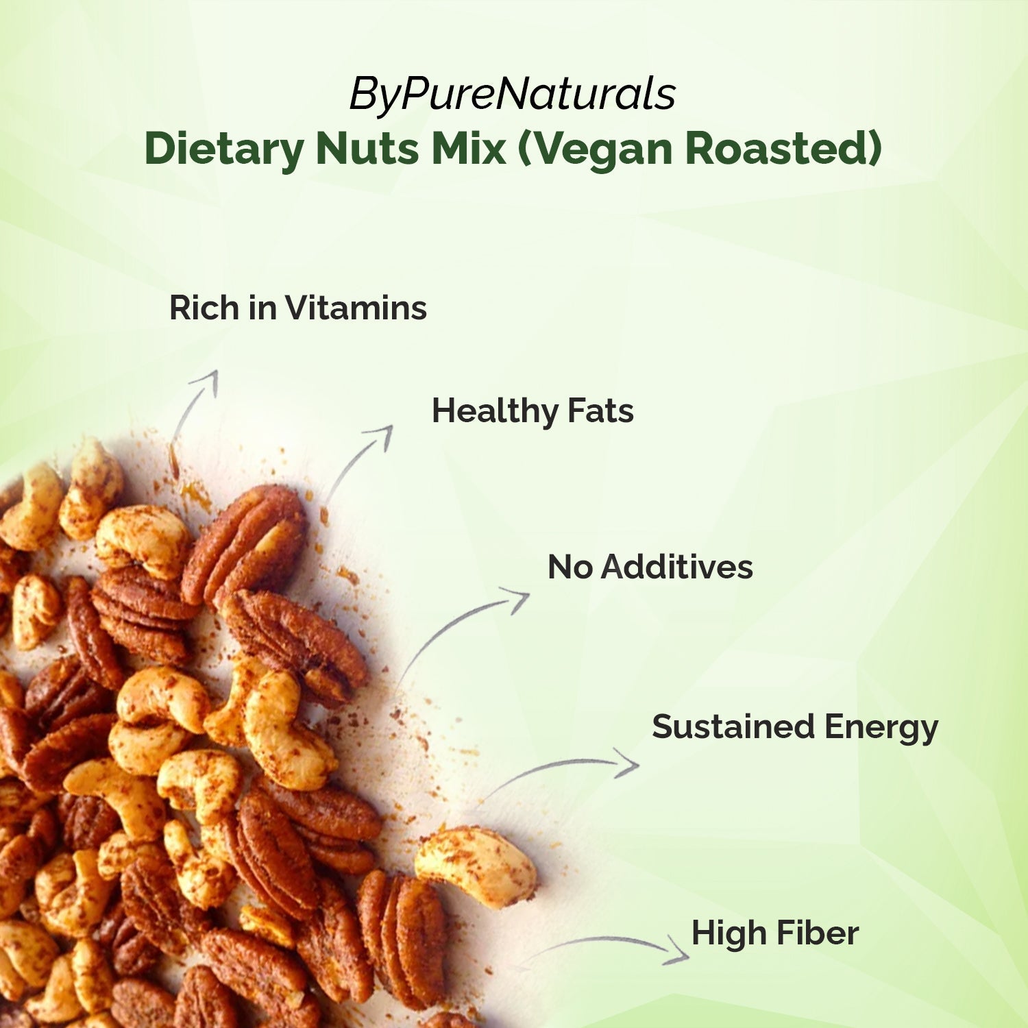 ByPureNaturals Dietary Nuts Mix - Vegan Roasted, Gluten Free 500 gm - BuyPureNaturals
