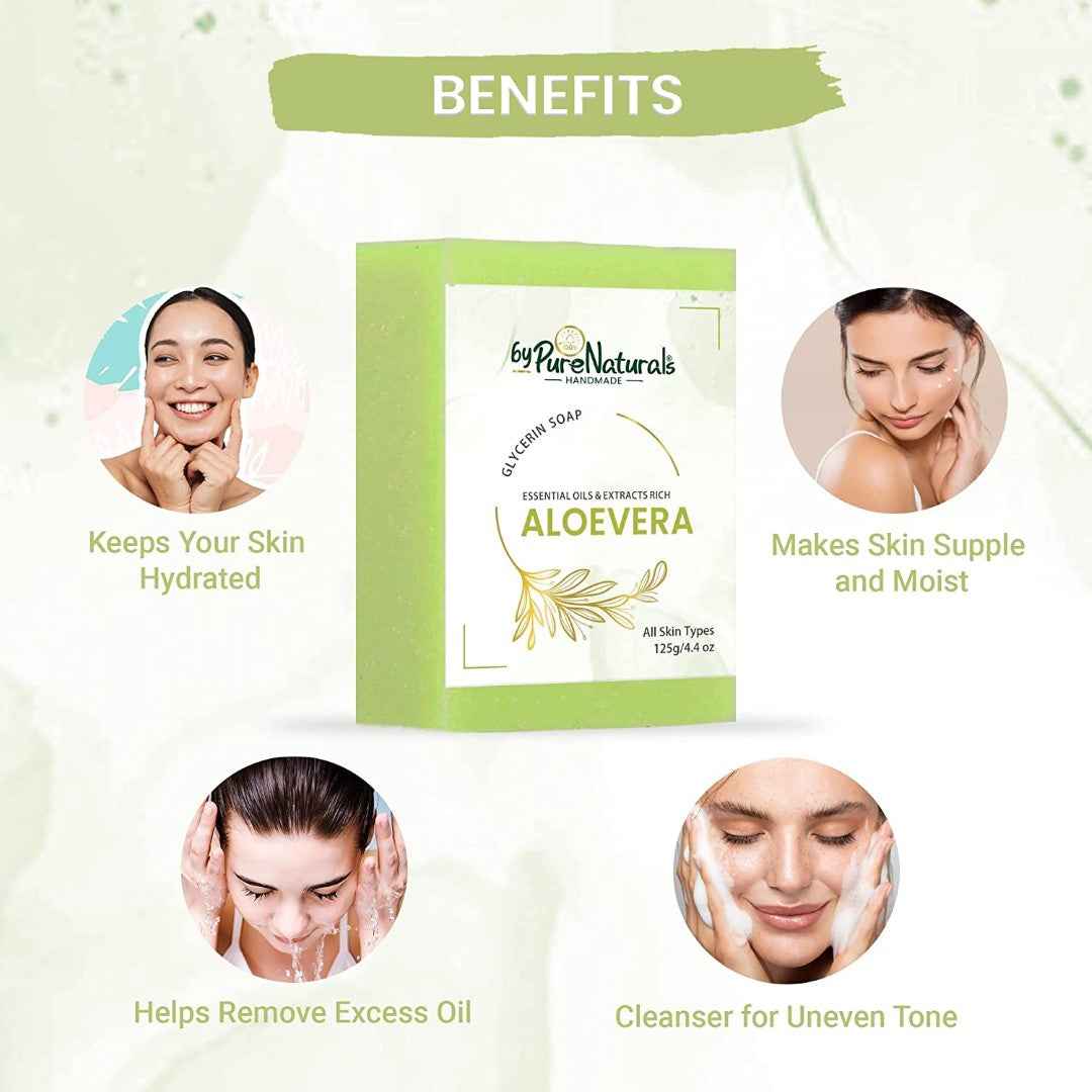 byPureNaturals SLS & Paraben Free Aloevera Soap- 125gm