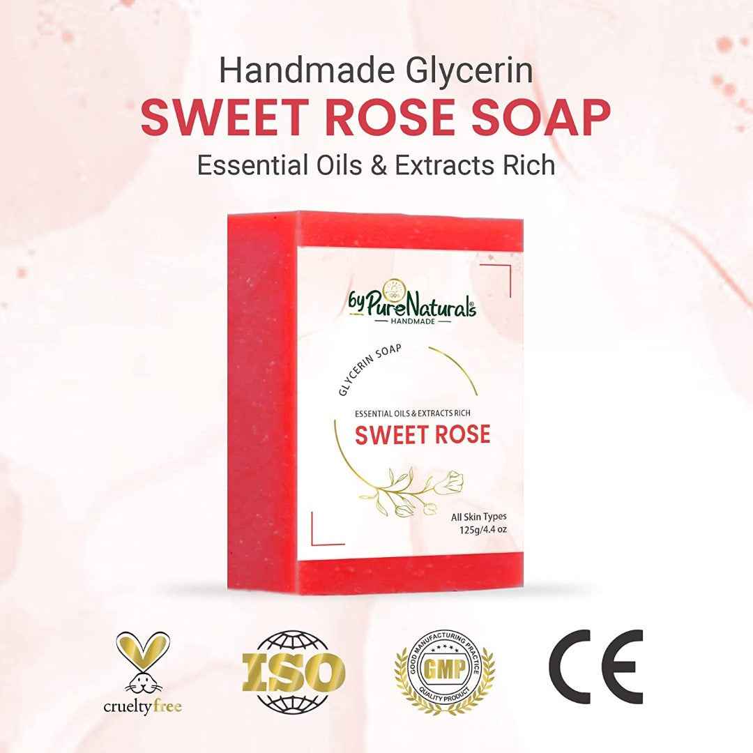 byPureNaturals SLS & Paraben Free Sweet Rose Soap- 125gm