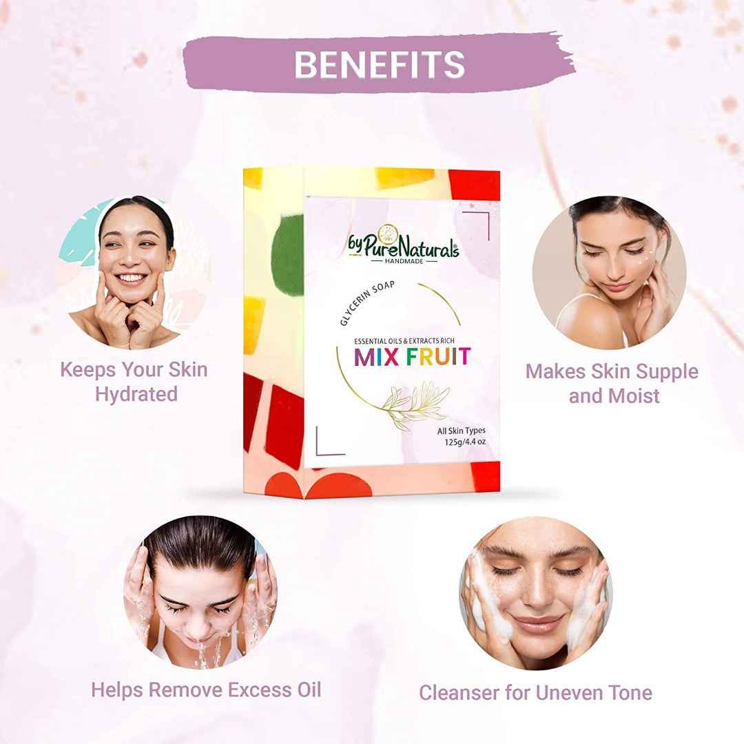 byPureNaturals SLS & Paraben Free Mix Fruit Soap- 125gm