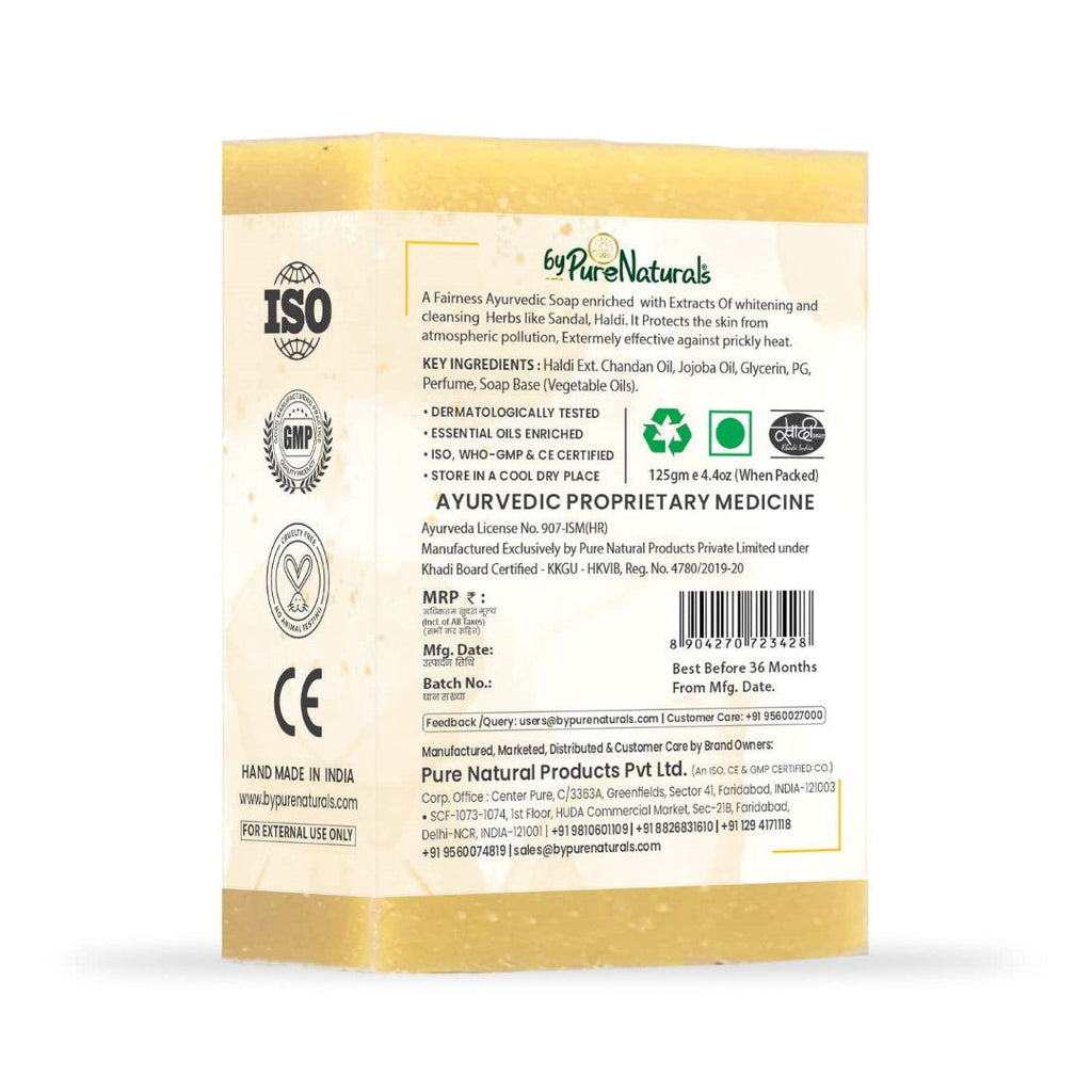 byPureNaturals SLS & Paraben Free Chandan Haldi Soap- 125gm - BuyPureNaturals