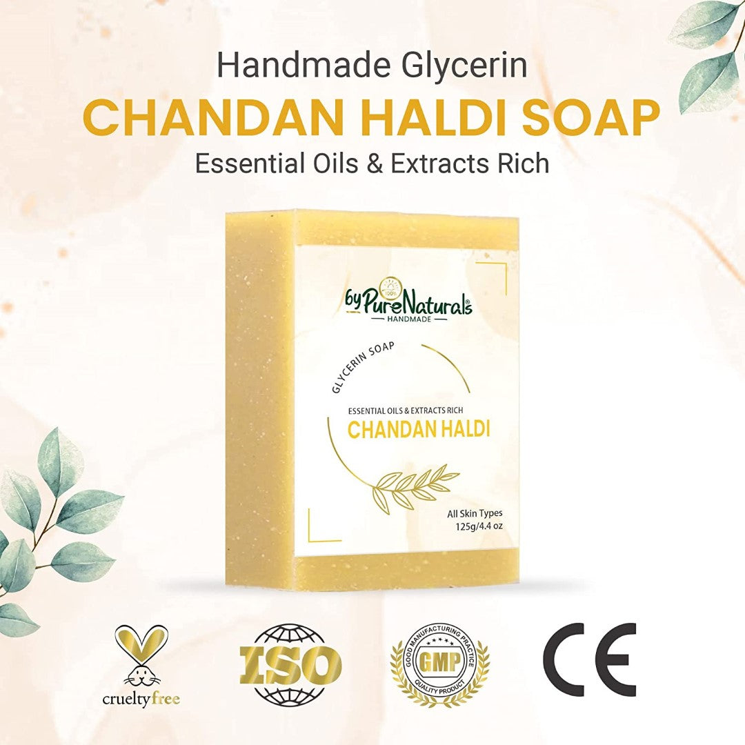byPureNaturals SLS & Paraben Free Chandan Haldi Soap- 125gm - BuyPureNaturals