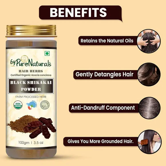 100% Organic Black Shikakai Powder for Hair - 100 Gm  Biopharma, Healing Food to Live Healthy Life - by MFarmacy.com