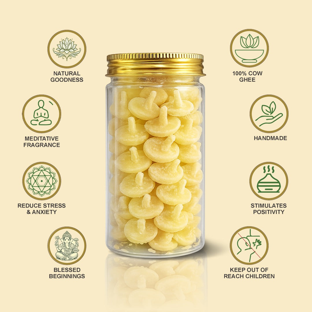 Cow Ghee Diya Baati for Pooja- 30pcs