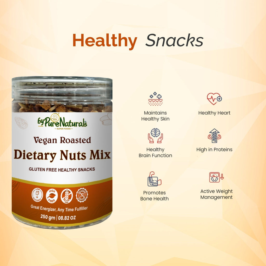 ByPureNaturals Dietary Nuts Mix - Vegan Roasted, Gluten Free 250 gm - BuyPureNaturals