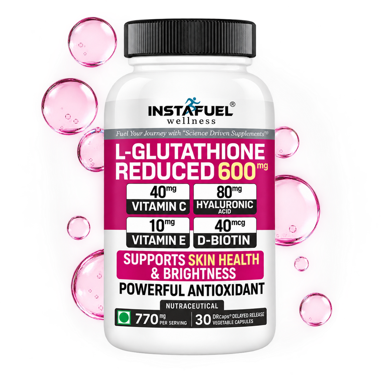 L-Glutathione Reduced 600 mg Instafuel Wellness Capsules