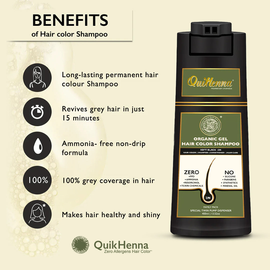 QuikHenna | EVARA | QH+ Organic Gel Hair Colour Shampoo - 200ml  Biopharma, Healing Food to Live Healthy Life - by MFarmacy.com