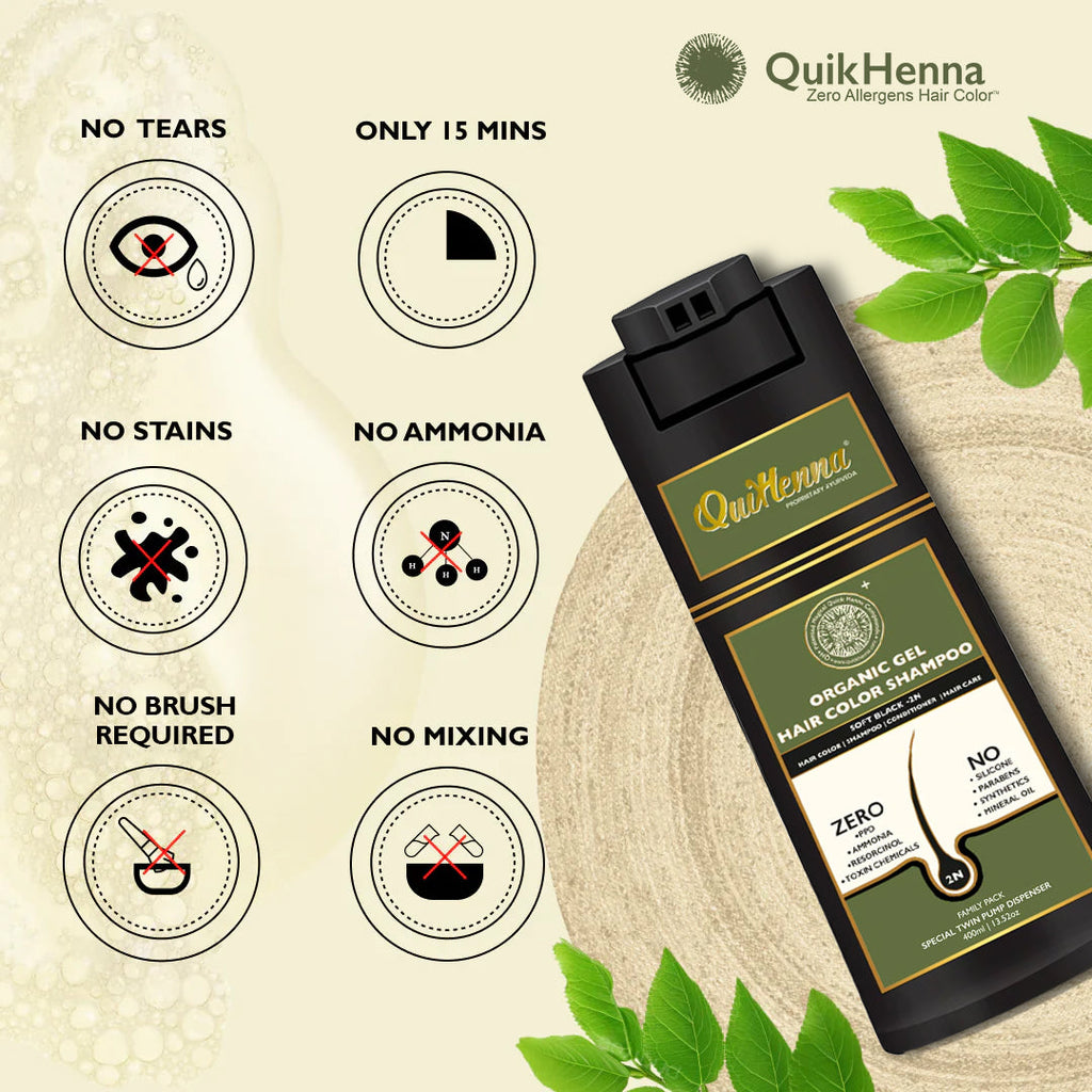 QuikHenna | EVARA | QH+ Organic Gel Hair Colour Shampoo - 200ml  Biopharma, Healing Food to Live Healthy Life - by MFarmacy.com