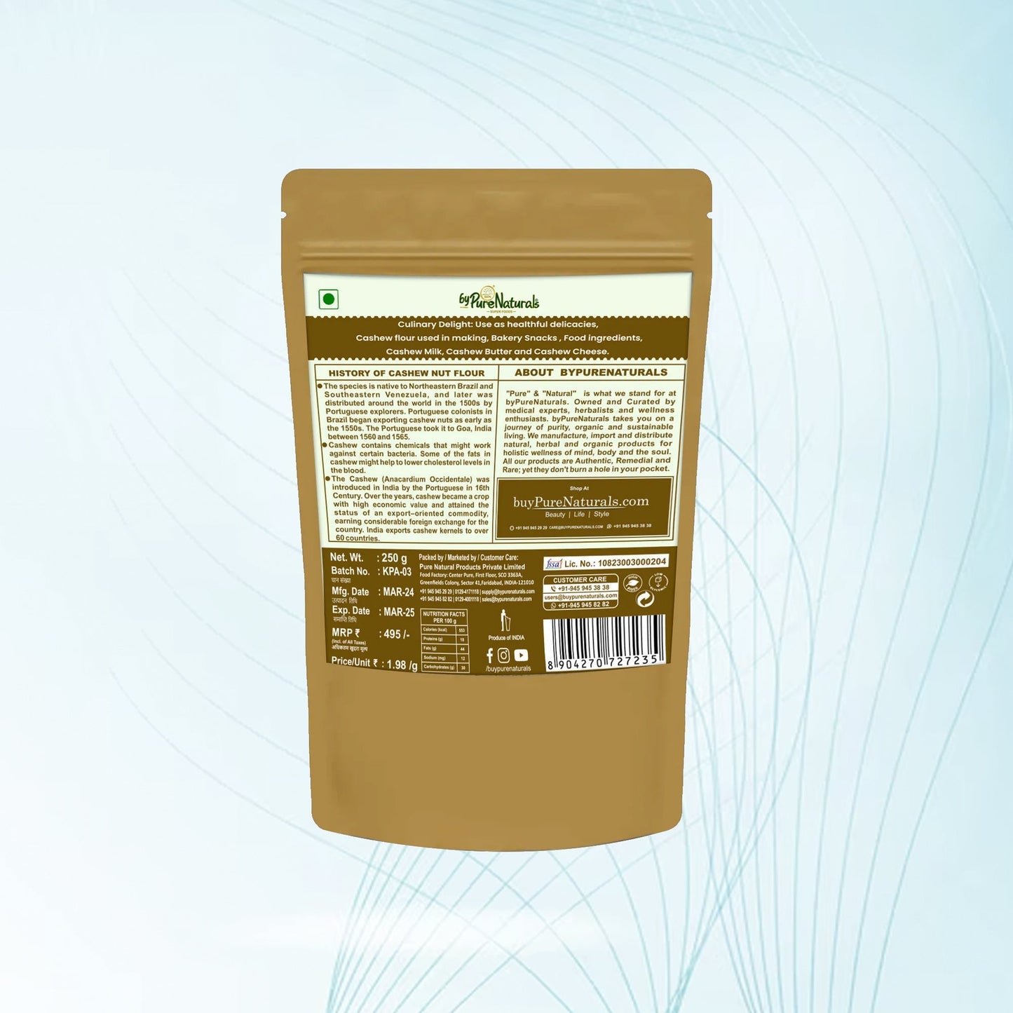 byPureNaturals Gluten Free Kaju Atta (Cashew Flour)- 250 Gm - BuyPureNaturals