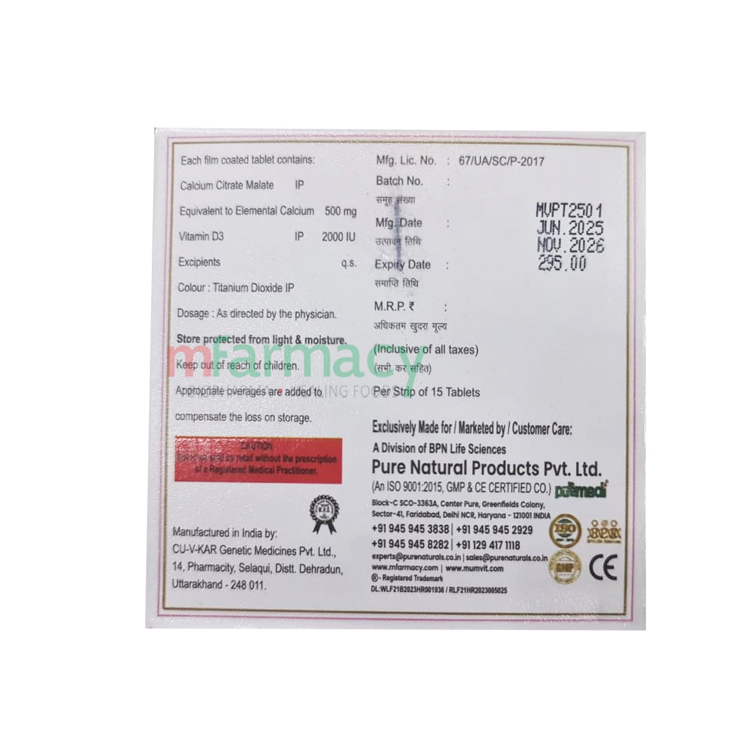 MumVit-Cal-Calcium and Vitamin D3 Tablets IP