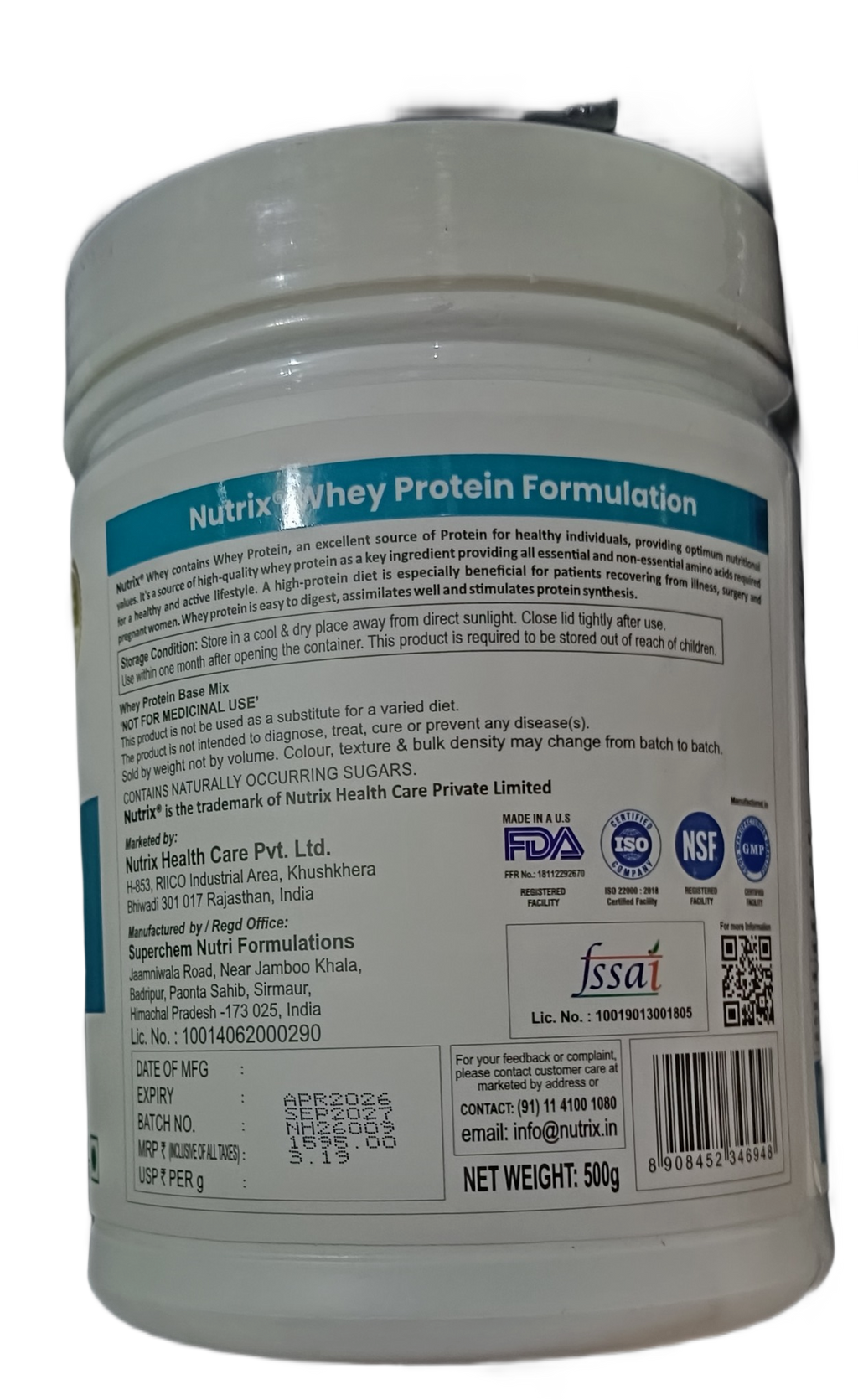 Nutrix whey Protein 500gm