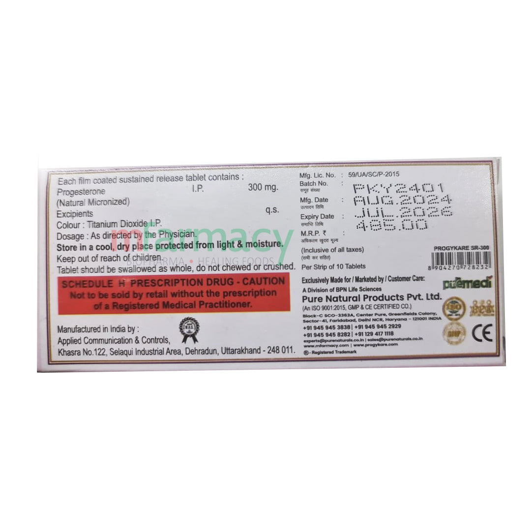 Progykare SR-300 - Natural Micronized Tablets 300mg