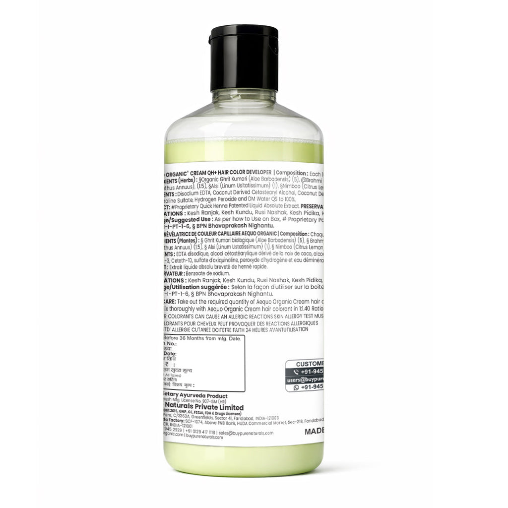QH+ Aequo Organic Cream Extra Care 25 Vol. Oxydant Developer- 400ml