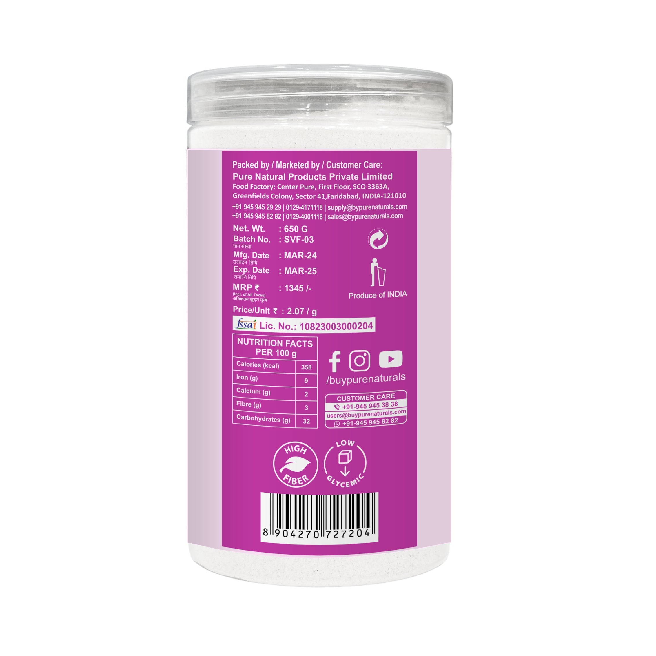 PureNaturals Gluten Free Sago Tapioca Flour Sabudana Vrat Atta