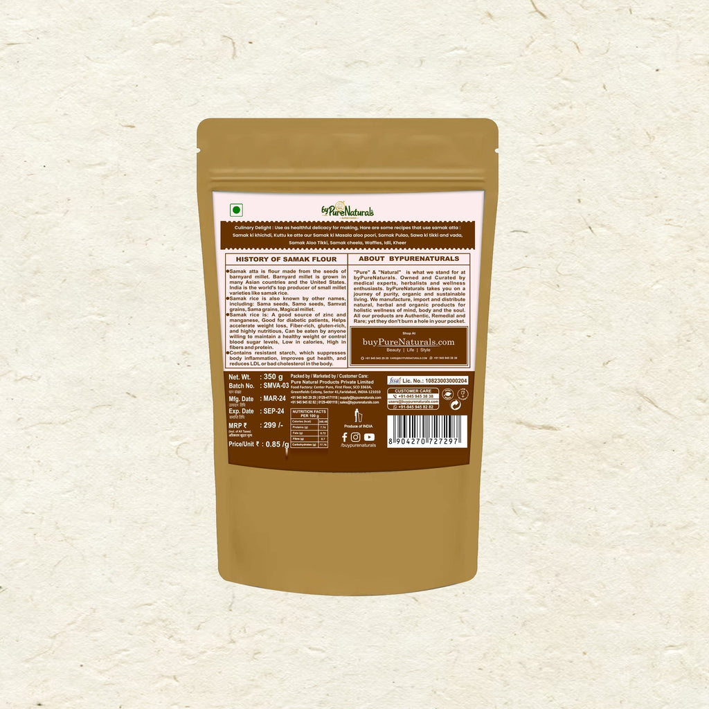 byPureNaturals Gluten Free Sama Rice Atta (Barnyard Millet Flour)- 350 Gm - BuyPureNaturals