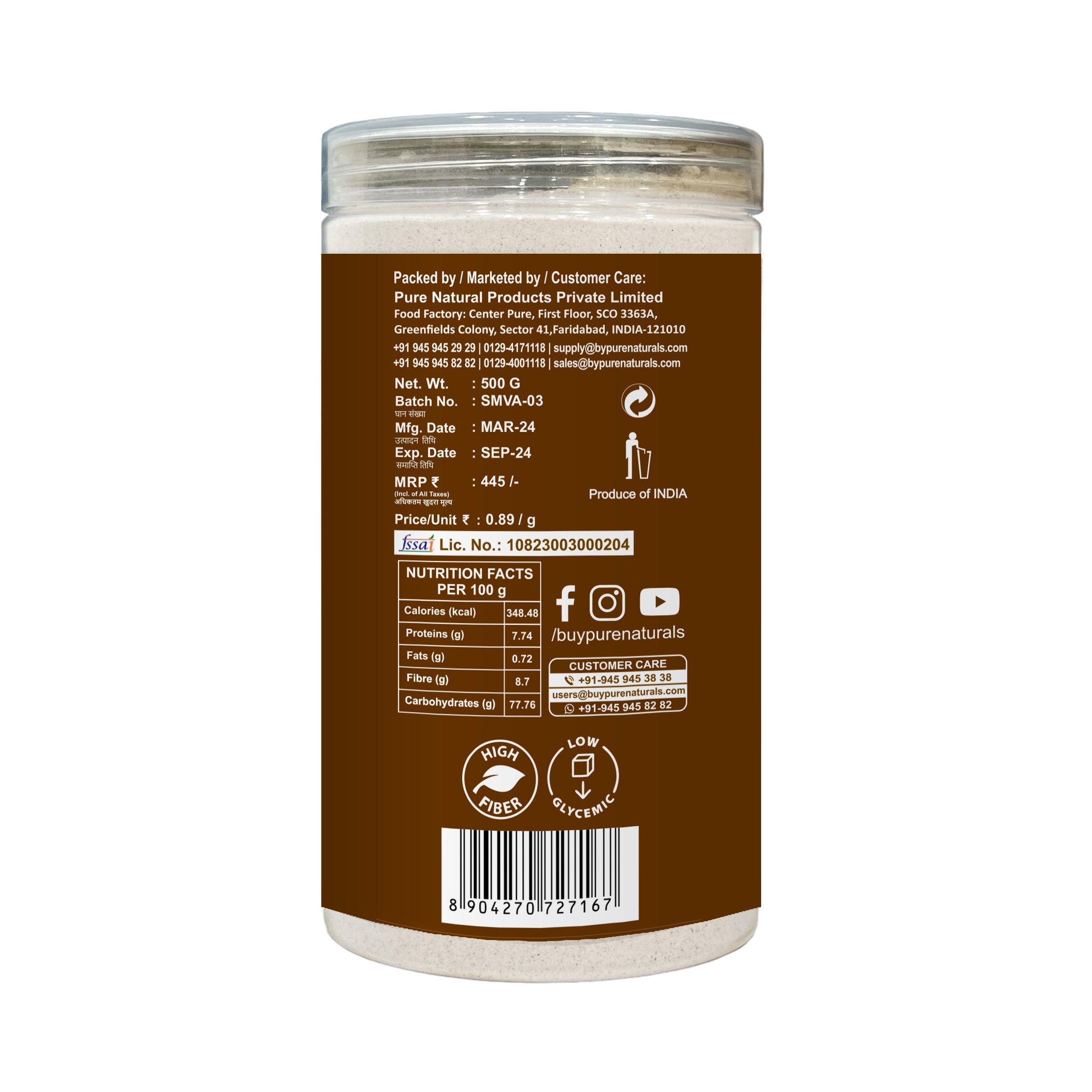 PureNaturals Gluten Free Barnyard Millet Flour Sama Rice Atta