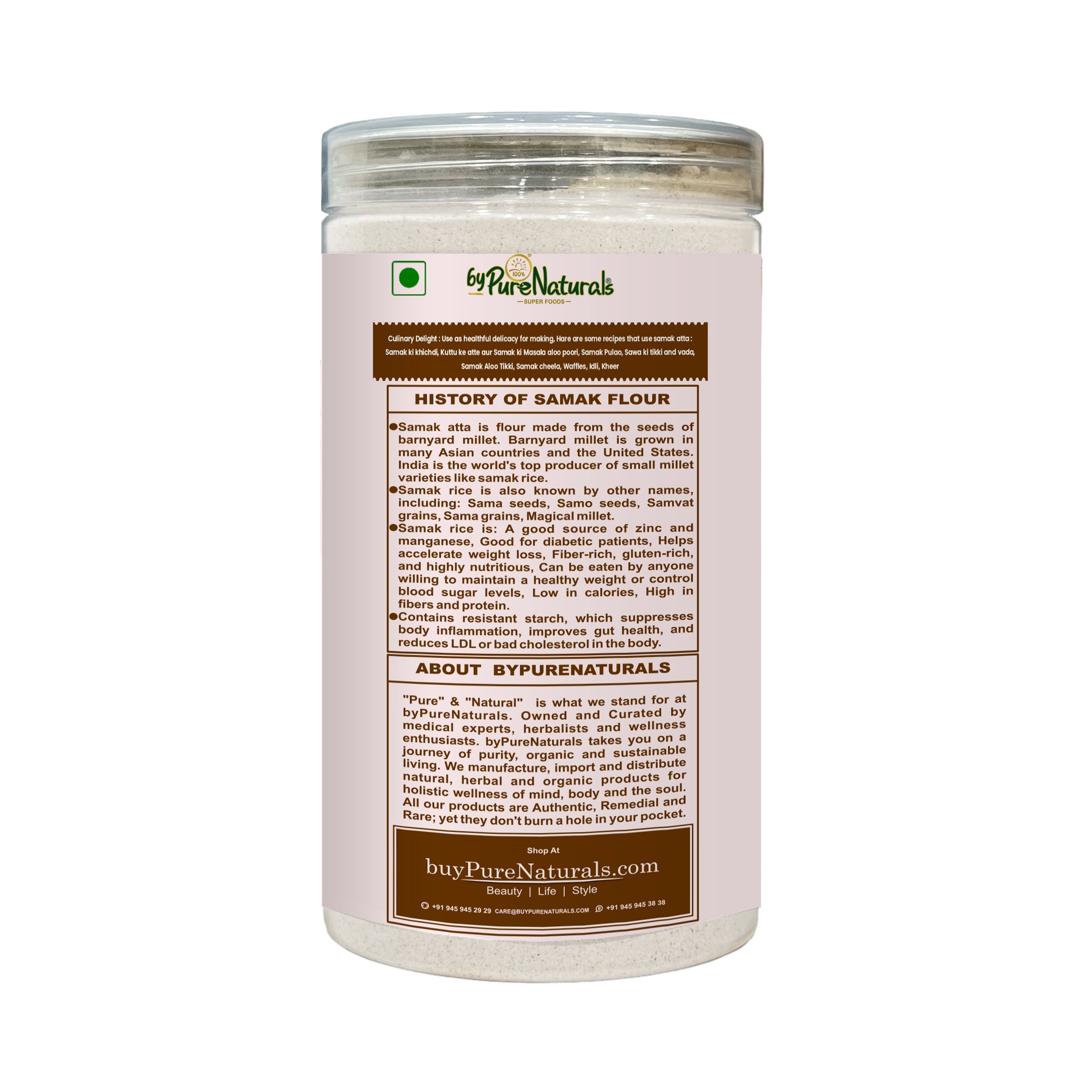 PureNaturals Gluten Free Barnyard Millet Flour Sama Rice Atta