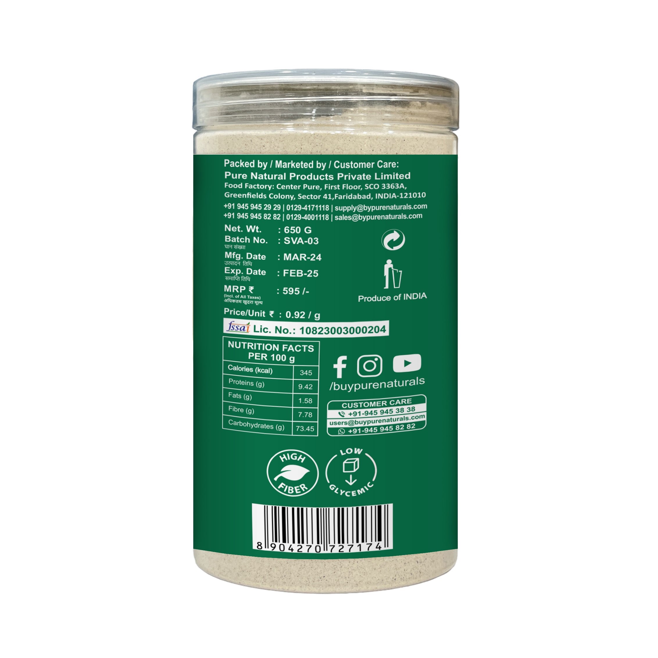 PureNaturals Gluten Free Water Chestnut Flour Atta