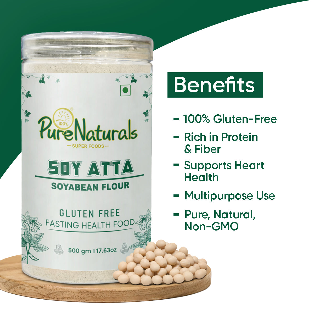 PureNaturals Soy Atta | Gluten free Soybean Flour