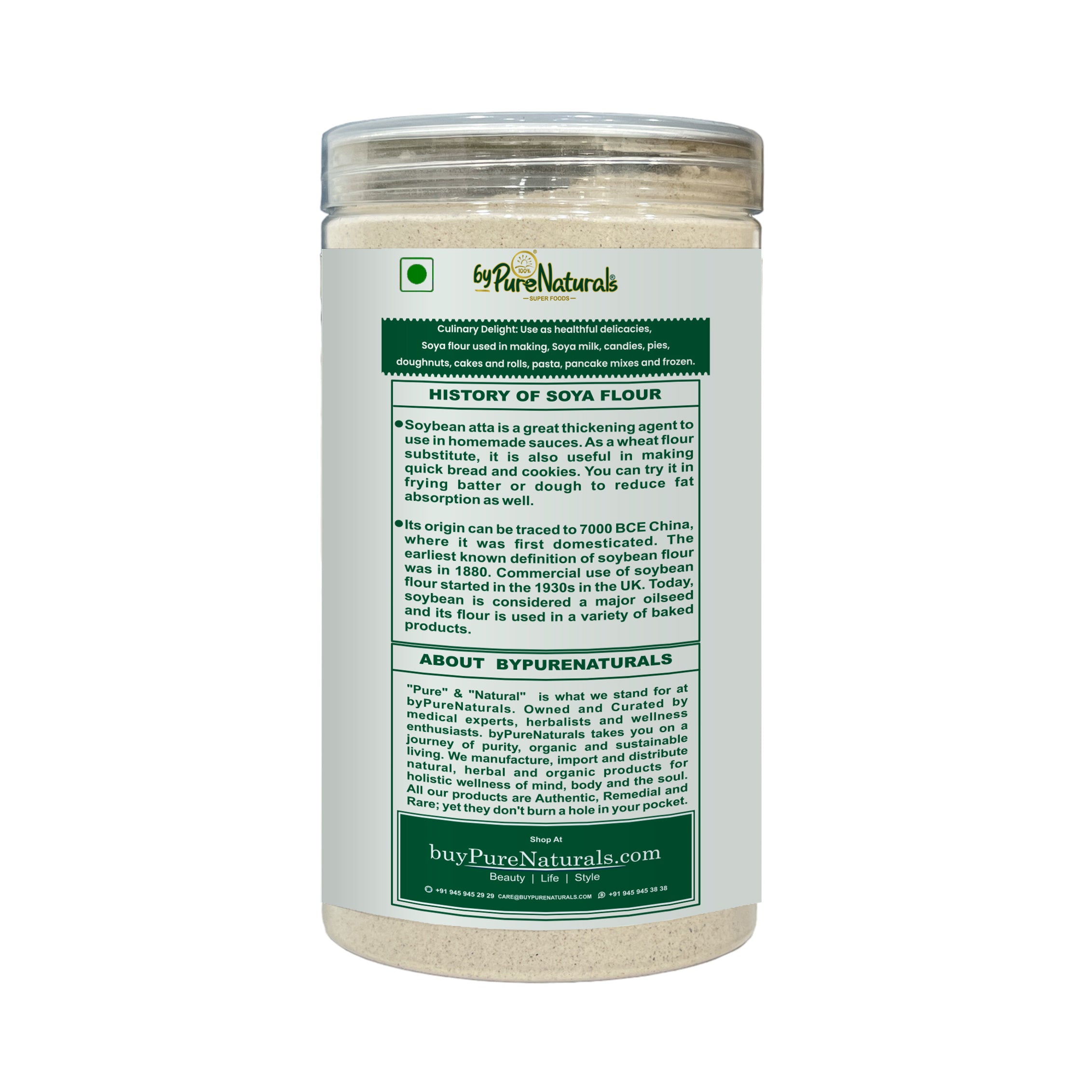 PureNaturals Gluten Free Soybean Flour Soy Atta