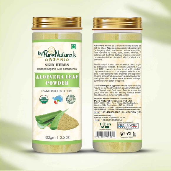 100% Organic Aloevera Powder for Skin & Hair - 100 Gm  Biopharma, Healing Food to Live Healthy Life - by MFarmacy.com