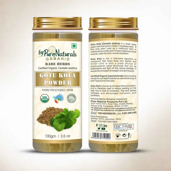 100% Organic Gotu Kola Powder for Hair & Skin - 100 Gm  Biopharma, Healing Food to Live Healthy Life - by MFarmacy.com