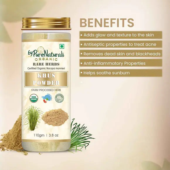 100% Organic Khus Powder Glowing Skin & Healthy Scalp- 110 Gm  Biopharma, Healing Food to Live Healthy Life - by MFarmacy.com
