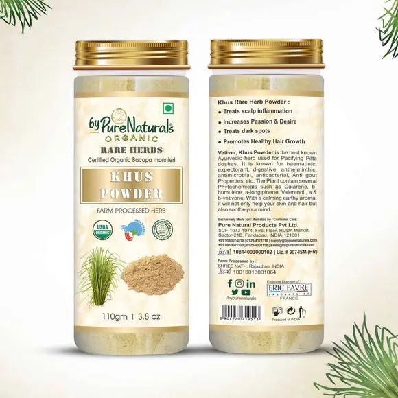 100% Organic Khus Powder Glowing Skin & Healthy Scalp- 110 Gm  Biopharma, Healing Food to Live Healthy Life - by MFarmacy.com