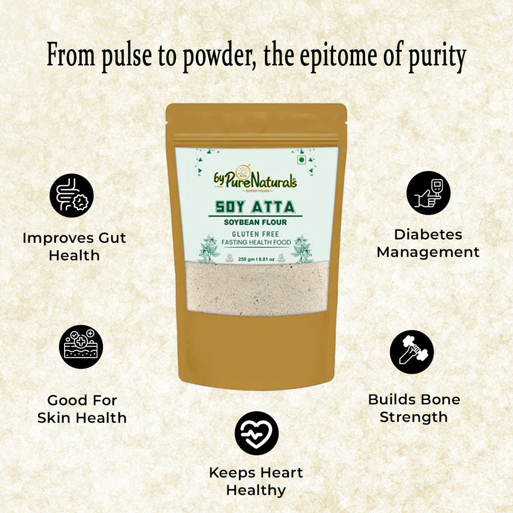byPureNaturals Gluten Free Soy Atta (Soybean Flour)- 250 Gm - BuyPureNaturals
