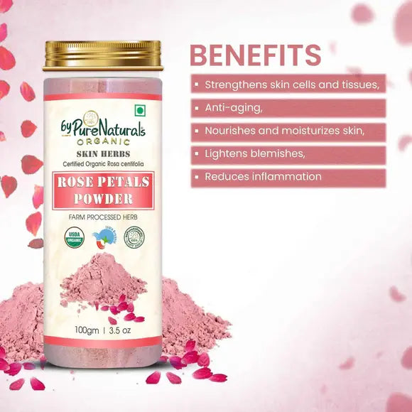 100% Organic Rose Petals Powder for Skin - 100 Gm  Biopharma, Healing Food to Live Healthy Life - by MFarmacy.com
