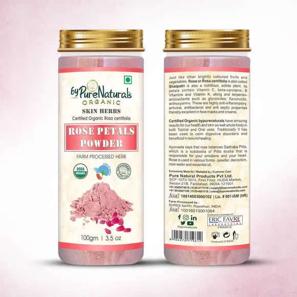 100% Organic Rose Petals Powder for Skin - 100 Gm  Biopharma, Healing Food to Live Healthy Life - by MFarmacy.com