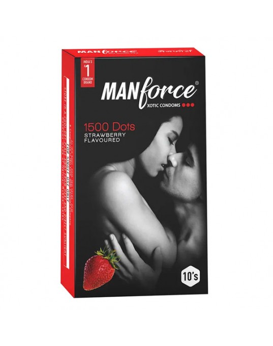 Manforce 1500 Dots Xotic Condom Strawberry