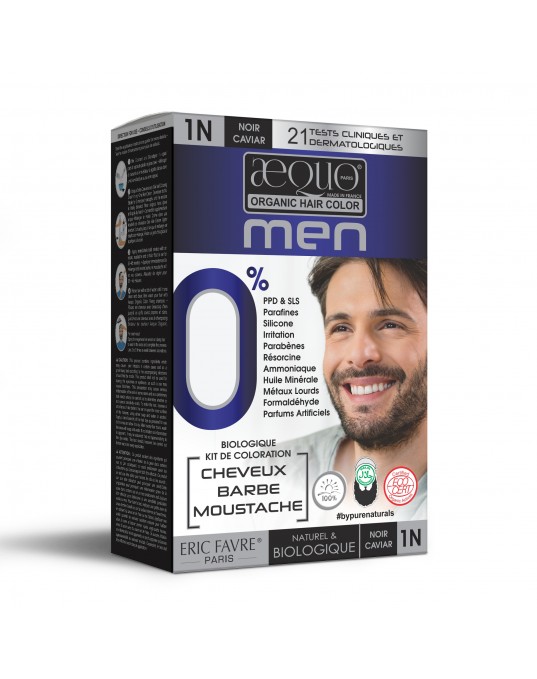 Aequo Organic byPurenaturals Men 1N Jet Black Hair Colour Kit, 170ml Pack of 2