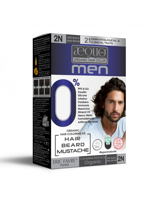 Aequo Organic byPurenaturals Men 2N Blackish Brown Hair Colour Kit, 170ml pack of 2